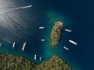 Turkish Maldives Yassica Islands Drone Photo, Gocek Mugla, Turkey