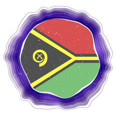 Vanuatu flag in frame. Badge of the country. Layered circular sign around Vanuatu flag. Cool vector illustration.