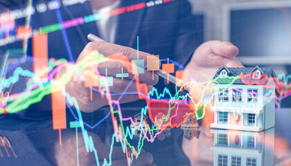 professional technical analysis on the monitor of a computer. Fundamental and technical analysis...