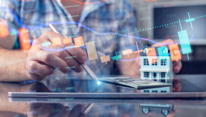 professional technical analysis on the monitor of a computer. Fundamental and technical analysis...