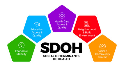 SDOH - social determinants of health - vector infographic illustration