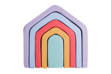 Wooden colorful  toy blocks isolated , rainbow color. Baby development. Design element pastel