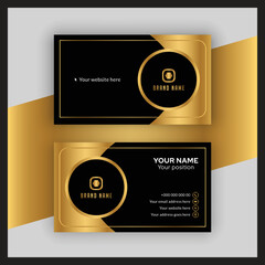 Gradient golden and black luxury business card template