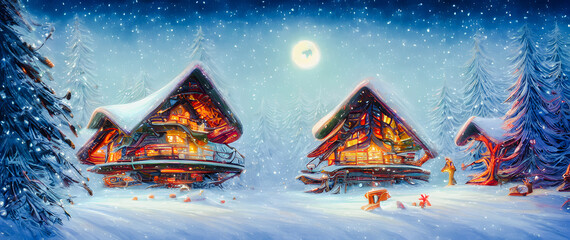 Artistic concept painting of a Christmas festive outdoor, background 3d illustration.