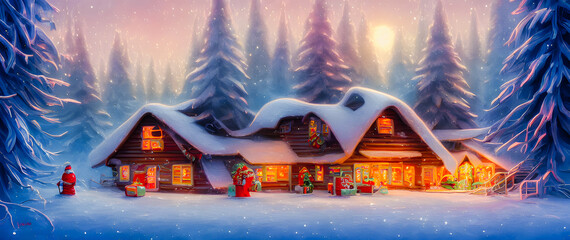 Obraz premium Artistic concept painting of a Christmas festive outdoor, background 3d illustration.