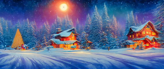 Artistic concept painting of a Christmas festive outdoor, background 3d illustration.