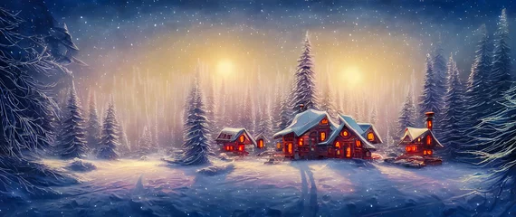 Rolgordijnen Artistic concept painting of a Christmas festive outdoor, background 3d illustration. © 4K_Heaven
