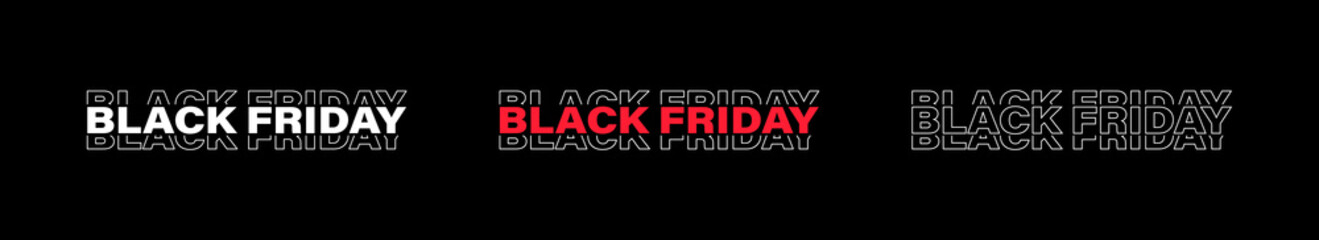 Fototapeta na wymiar Black Friday typography banner. Vector illustration. Black Friday Sale Horizontal banner.