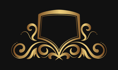 vintage ornament, logo border, gold decoration