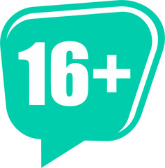 speech bubble like 16 plus. flat style ui emblem logotype graphic stamp badge design on white background. concept of unusual ban symbol, censure, adult permit and x-rated age limit mark