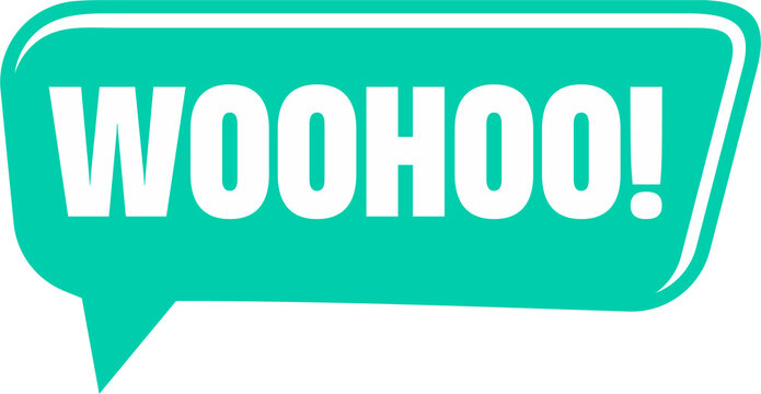 woohoo popup bubble like message icon. flat cartoon style trend modern simple logotype graphic art design element isolated on white background. concept of surprise reaction or woo hoo bubble
