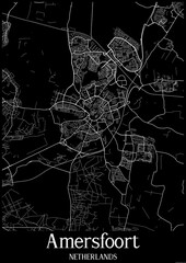 Black and White city map poster of Amersfoort Netherlands.