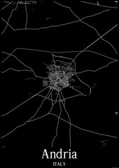 Black and White city map poster of Andria Italy.