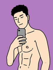 Fototapeta premium cute man cartoon on purple background