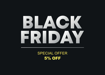 5% off. Special Offer Black Friday. Vector illustration price discount. Campaign for stores, retail