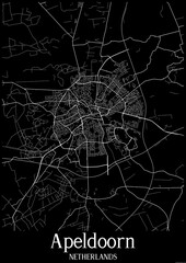 Black and White city map poster of Apeldoorn Netherlands.