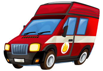 Cartoon funny firetruck isolated illustration for children
