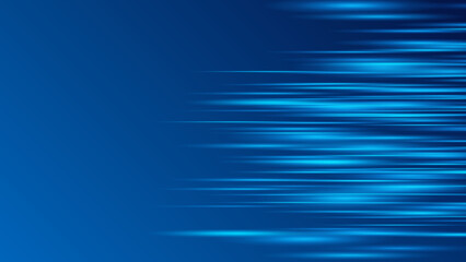 Vector Abstract, science, futuristic, energy technology concept. Digital image of light rays, stripes lines with blue light, speed and motion blur over dark blue background