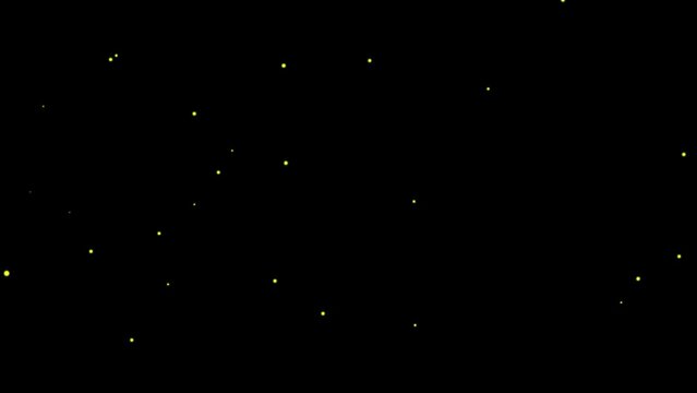 Swarm of fireflies. Set of 2. Black background. Overlay. Isolated flying insects. 29,97 fps