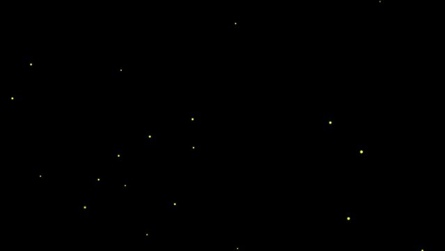 Swarm of fireflies. Set of 2. Black background. Overlay. Isolated flying insects. 59,94 fps