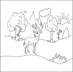 funny deer coloring page for kids