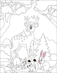 funny deer coloring page for kids