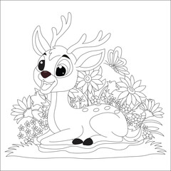 funny deer coloring page for kids