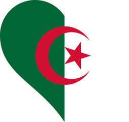 Algeria Heart Flag. Algerian Love Shape Country Nation National Flag. Transparent PNG Flattened JPEG JPG. People's Democratic Republic of Algeria Banner Icon Sign Symbol