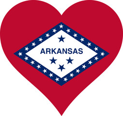 Arkansas USA Heart Flag. Transparent PNG Flattened JPEG JPG. AR US Love Shape State Flag. Arkansas United States of America Banner Icon Sign Symbol Clipart.