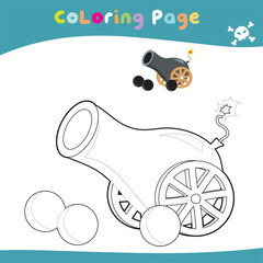 Printable coloring page. Cute pirate illustration. Vector outline for coloring page.