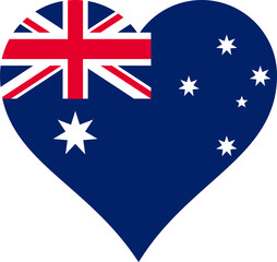 Australia Heart Flag. Transparent PNG Flattened JPEG JPG. Australian Aussie Love Shape Country Nation National Flag. Commonwealth of Australia Banner Icon Sign Symbol.