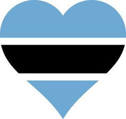Botswana Heart Flag. Transparent PNG Flattened JPEG JPG. Batswana Motswana Love Shape Country Nation National Flag. Republic of Botswana Banner Icon Sign Symbol.