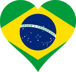 Brazil Heart Flag. Transparent PNG Flattened JPEG JPG. Brazilian Love Shape Country Nation National Flag. Federative Republic of Brazil Banner Icon Sign Symbol.