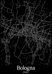 Black and White city map poster of Bologna Italy. © Mappingz