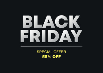 55% off. Special Offer Black Friday. Vector illustration price discount. Campaign for stores, retail