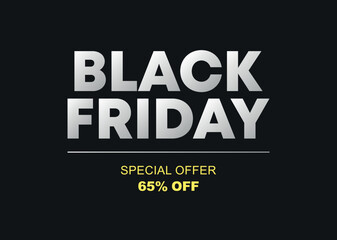 65% off. Special Offer Black Friday. Vector illustration price discount. Campaign for stores, retail