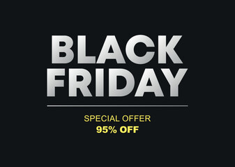 95% off. Special Offer Black Friday. Vector illustration price discount. Campaign for stores, retail