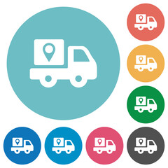 Fototapeta na wymiar Package delivery tracking solid flat round icons