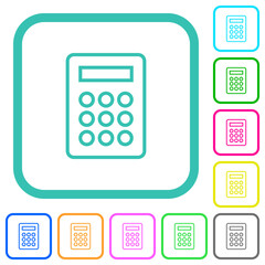 Calculator outline vivid colored flat icons