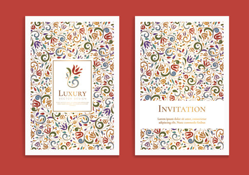Luxury invitation card design with vector ornament pattern. Vintage template. Can be used for background and wallpaper. Elegant and classic vector elements great for decoration.