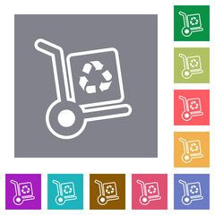 Eco parcel delivery outline square flat icons