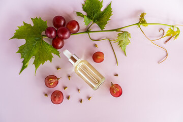 organic cosmetics, oil, facial serum based on grape seed oil. organic bio cosmetics. Vitamins. pink...