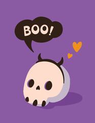 Cute halloween illustration with scull and candles. Isolated on a white background. Day of the dead. Dia de los muertos
