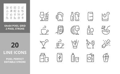 beverages 64px and 256px editable vector set
