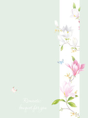 Hand painted magnolia, suitable for cards, fabrics, backgrounds