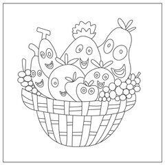 funny fruits coloring page for kids