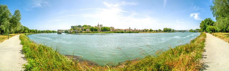 Blick auf Avignon und die Brücke Saint Benezet, Frankreich