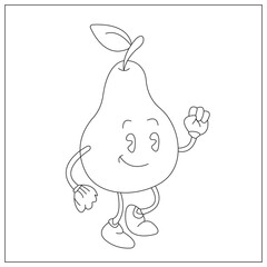funny fruits coloring page for kids 
