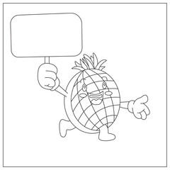 funny fruits coloring page for kids 
