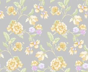 Foto op Plexiglas Klassieke populaire bloem naadloze patroon achtergrond. Perfect voor behang, stof ontwerp, inpakpapier, oppervlakte texturen, digitaal papier. © ZWM